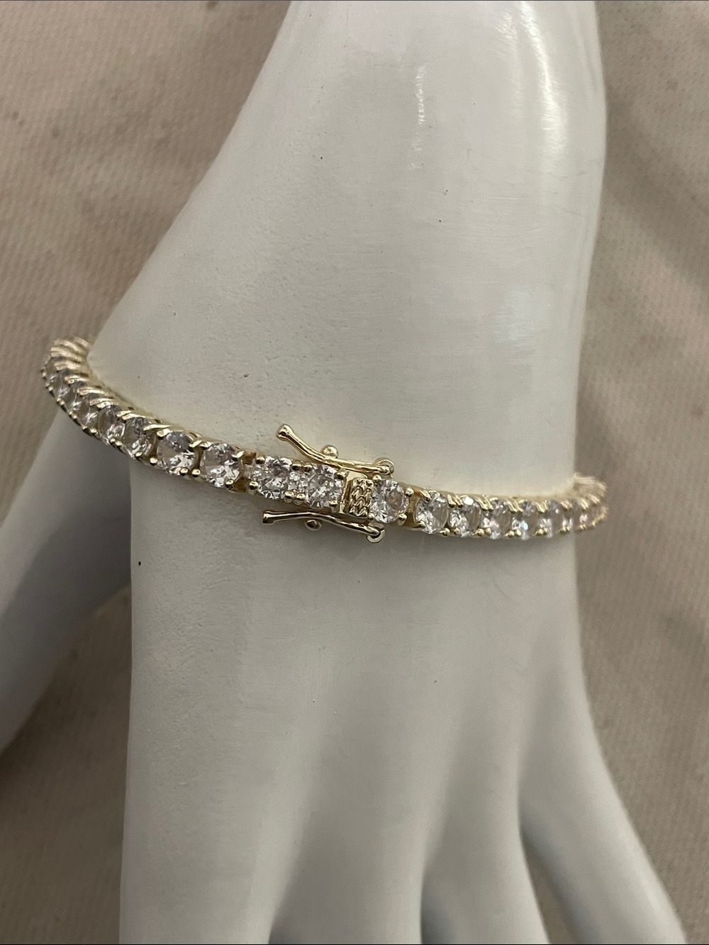 Gold-Tone Tennis Bracelet with Cz Stones